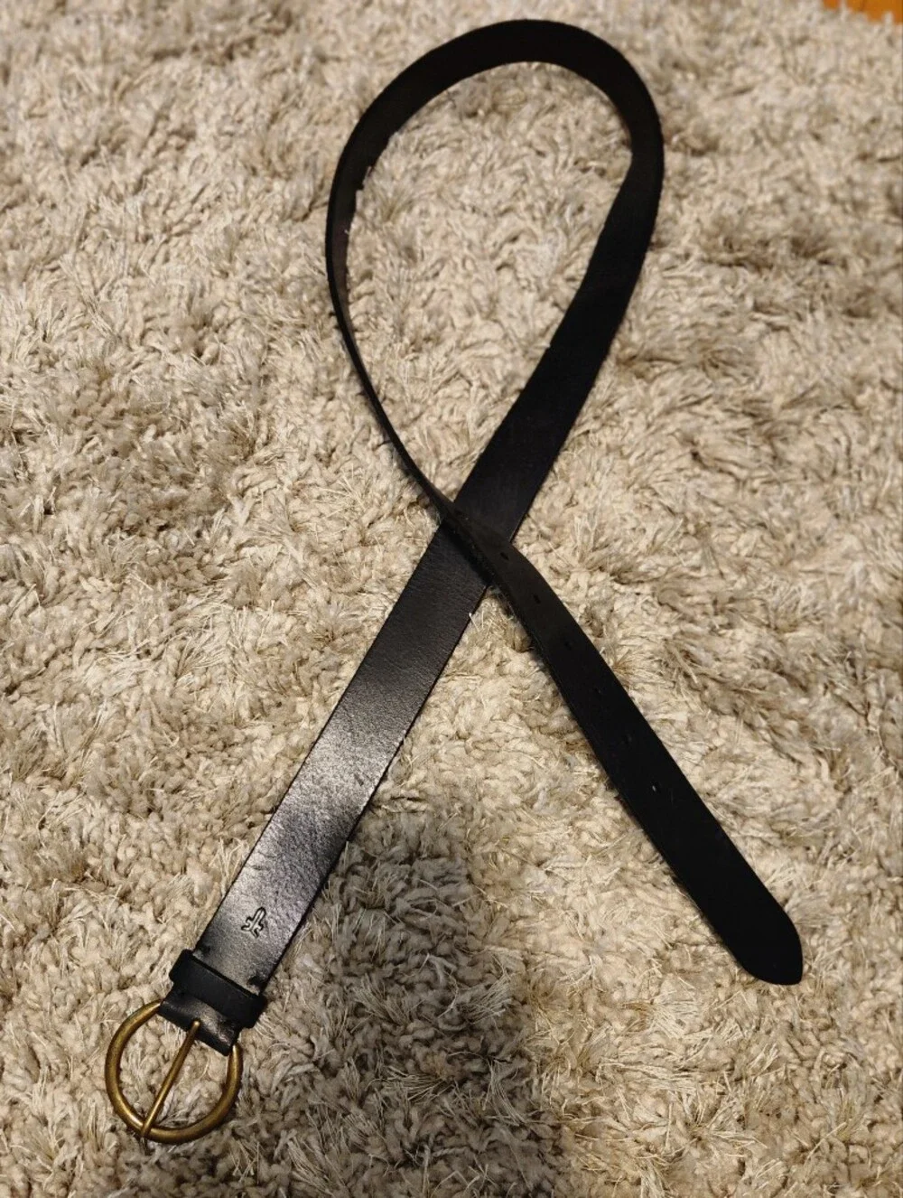 Frye Round-Buckle Black Leather Belt